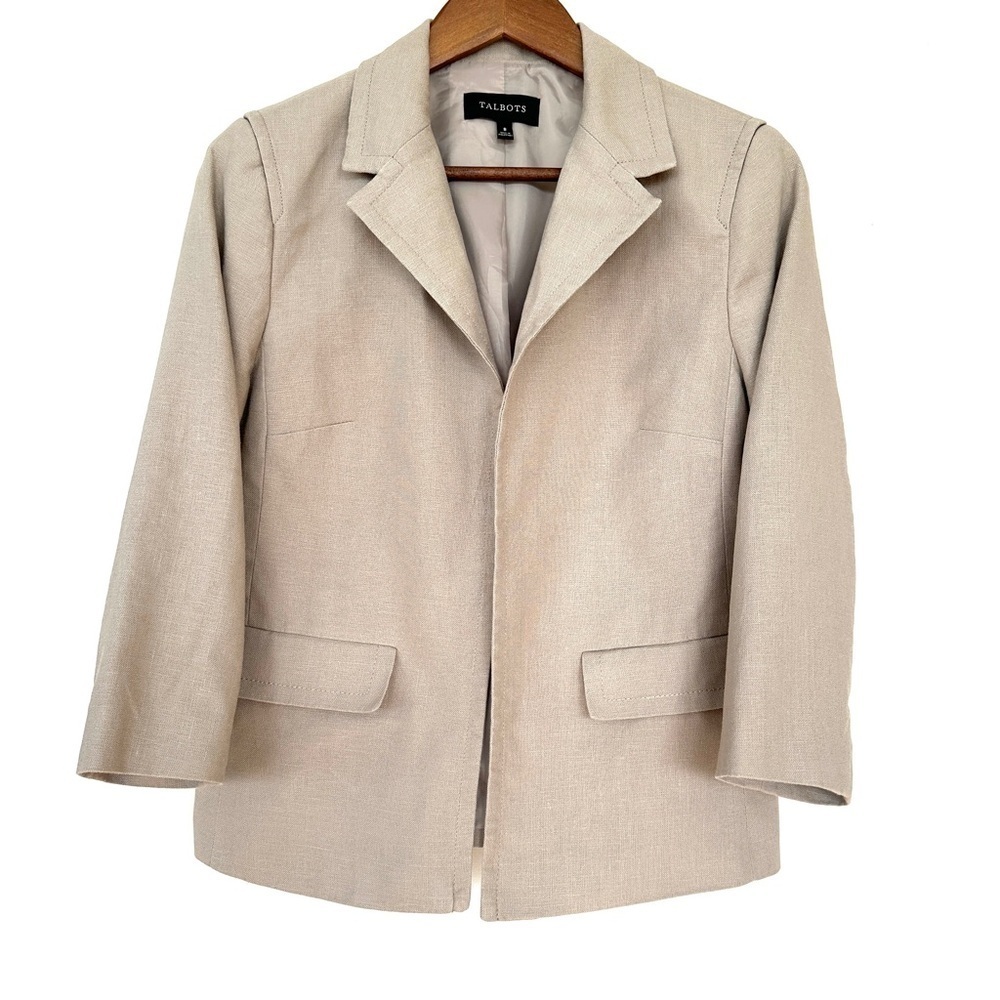 Talbots open jacket/blazer with 3/4 length sleeves, in 💯 linen